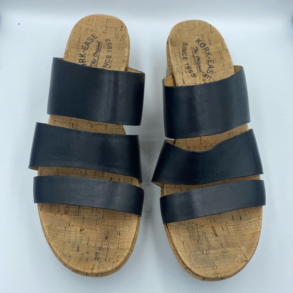 KorkEase Shoes Womans Korkease Menzie Black Leather Strappy Low